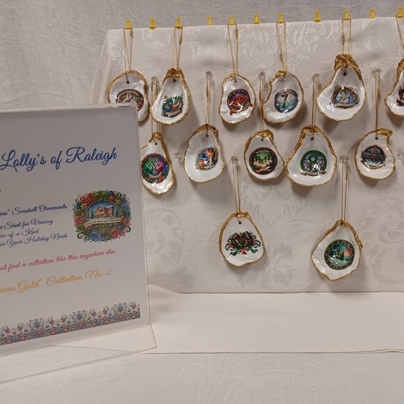 Glorious Gold #2 12 Days of Christmas Oyster Shell Ornaments + 2 Bonus Ornaments - Picture 5 of 16
